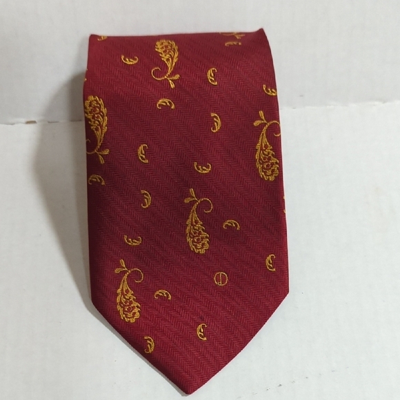 Dunhill Men's Maroon/Gold Paisley 100% Silk Tie Length 56" - Picture 1 of 6